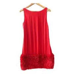 NWOT Catherine Malandrino CHIFFON ROSETTE SHEATH FLAME DRESS